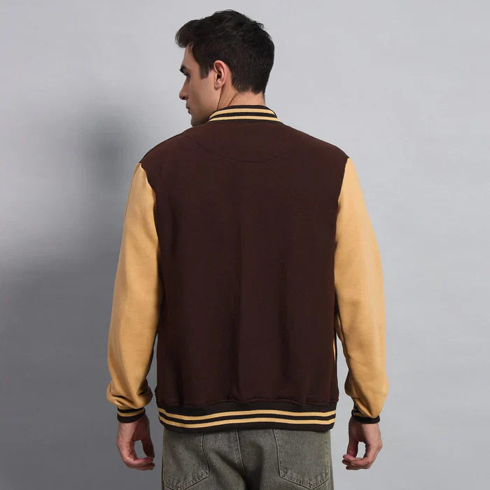 BEIGE & BROWN VARSITY JACKET