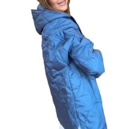 Winter Jacket Casual Rhombus Quilted Hooded Lightweight Jacket For Women